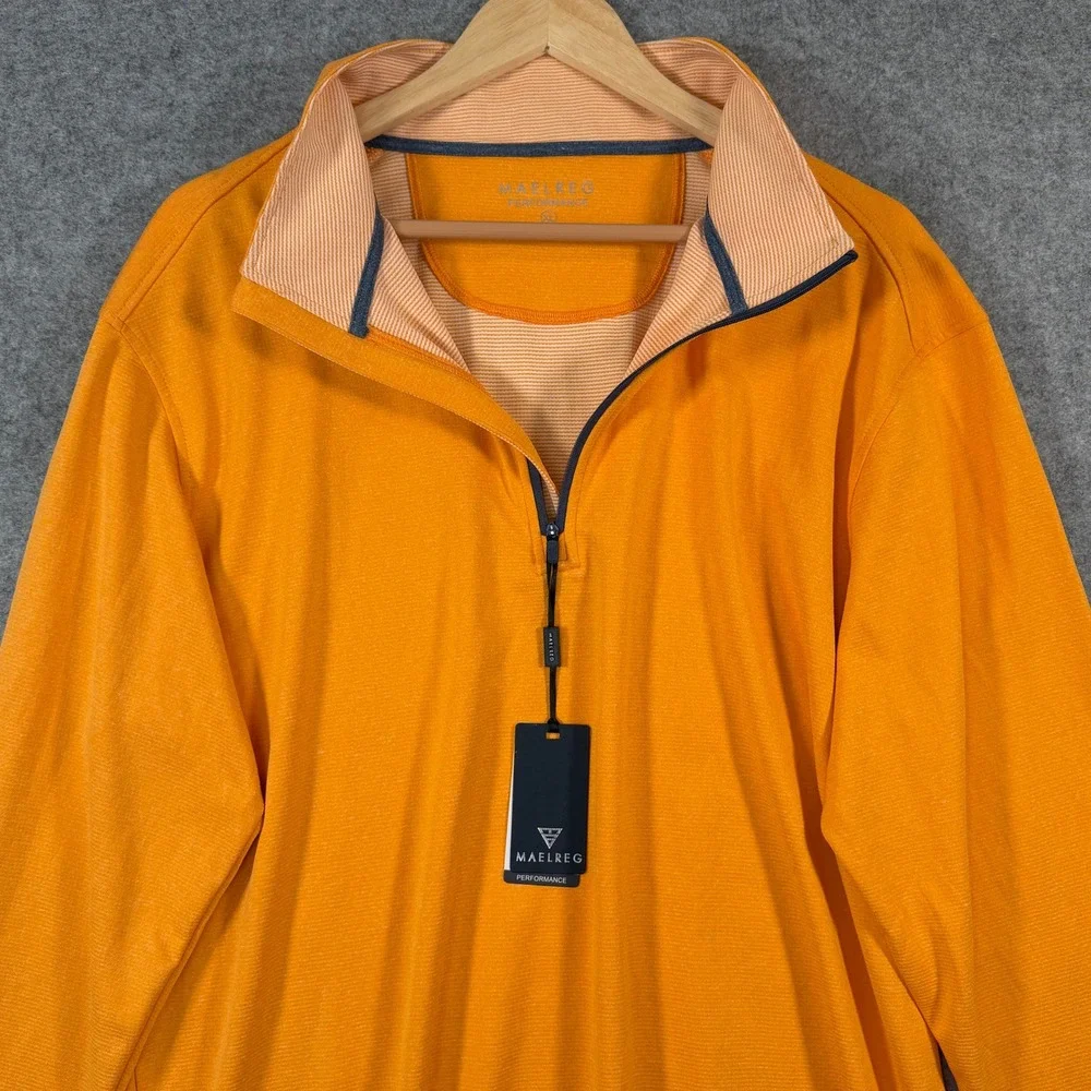 Maelreg Golf Performance Pullover 1/4 Zip Orange Melange Mens XL Wicking Stretch